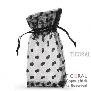 BOLSA ORGANZA NEGRO 10X15 LUNARES HS3976-7 x 1